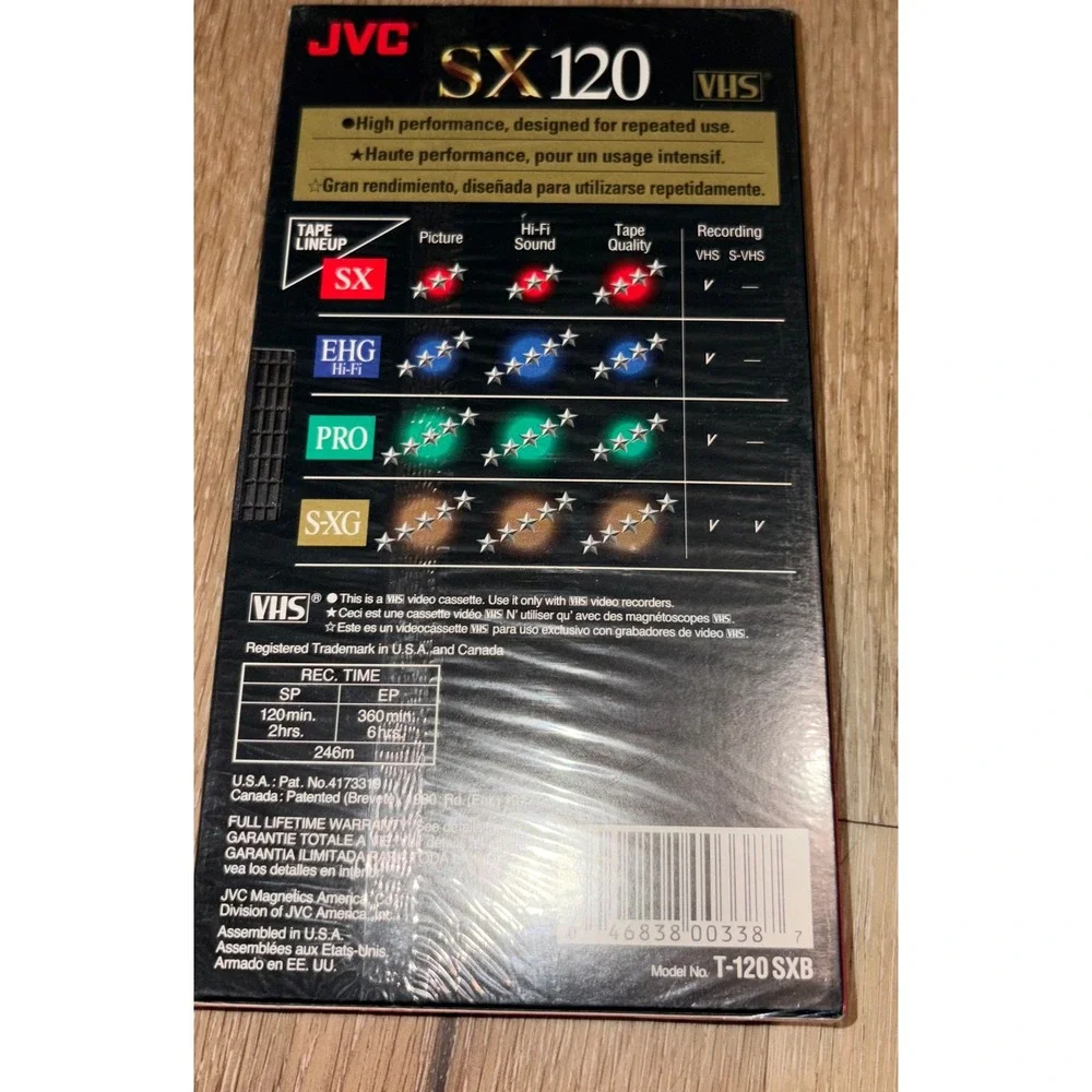 JVC SX120 VHS High Performance Tape 120 Minutes‎ EP Mode Sealed